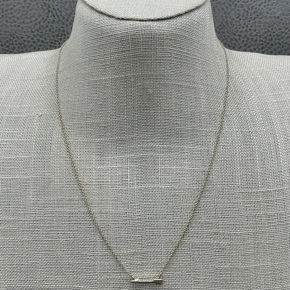 Banana Republic Arrow Necklace Gold Tone Dainty Bar Pave Crystal Pendant Womens - Picture 1 of 8